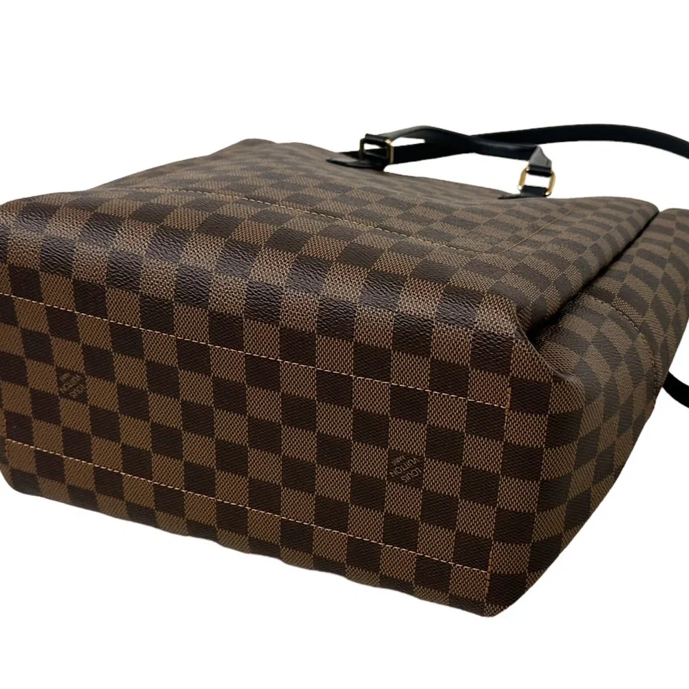 Louis Vuitton Damier Ebene Belmont NV MM Tote Bag N60294 LV + Pouch Brown Black - Picture 5 of 12